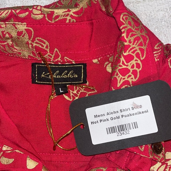 Hawaiian Men's gold Puakenikeni Aloha Shirt size large - Picture 8 of 10